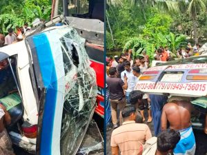 ফরিদপুরে বিআরটিসি বাস ও অ্যাম্বুলেন্সের মুখোমুখি সংঘর্ষে নিহত ৫
